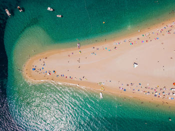 Aerial drone photo of zlatni rat beach in croatia.