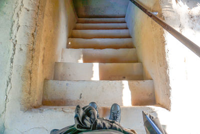 Low angle view of staircase in old building