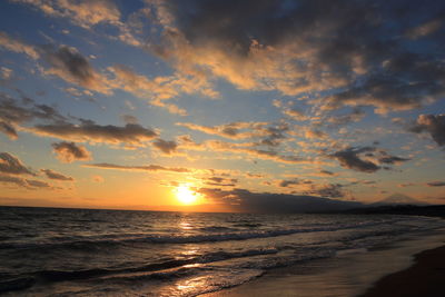 Scenic view of sea against sky during sunset