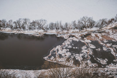 Scenic view of river against sky during winter