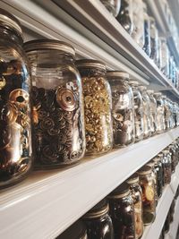 Close-up of glass for sale at market stall