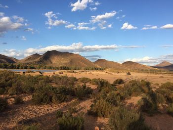 Scenic view of desert against sky