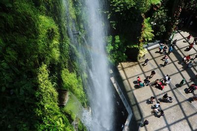 High angle view of waterfall