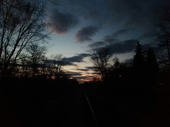 Silhouette trees against sky at sunset