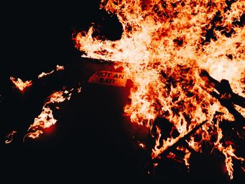 Close-up of bonfire at night