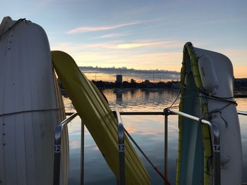 Scenic view of sea against sky during sunset seen from boat