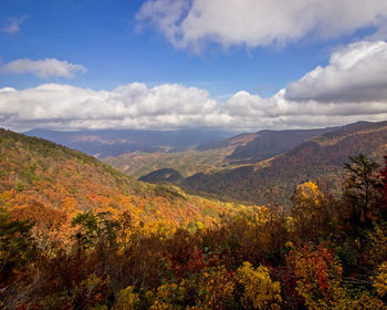 Scenic view of landscape against sky during autumn