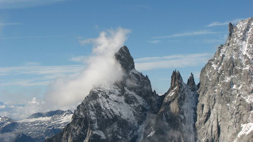 Low angle view of mountains against sky