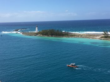 Boat sailing in sea