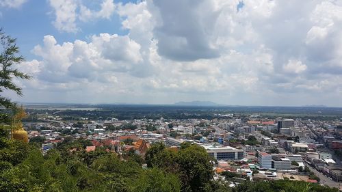 High angle view of townscape against sky