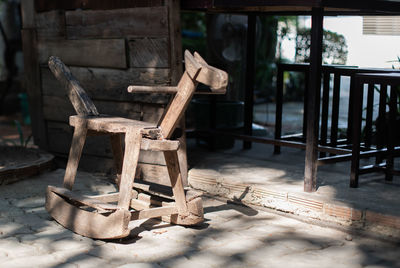 Empty chairs and table on floor