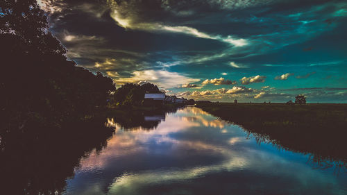 Panoramic view of sea against sky during sunset