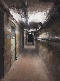 Wet corridor in abandoned building