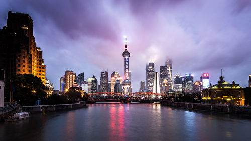 Illuminated city at night
