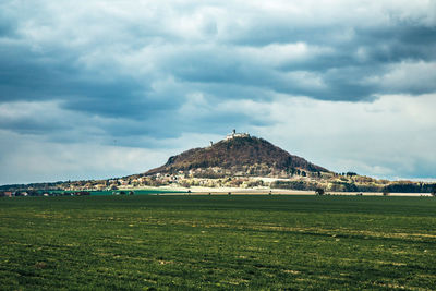 Scenic view of landscape against cloudy sky
