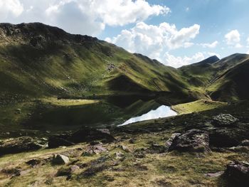 Scenic view of mountains against sky