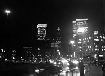 Illuminated buildings at night