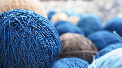 Close-up of blue threads