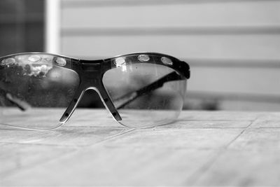 Close-up of glasses on table