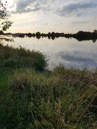 Scenic view of lake against sky