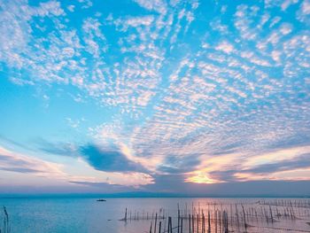 Scenic view of sea against sky at sunset