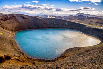 View of viti crater against blue sky