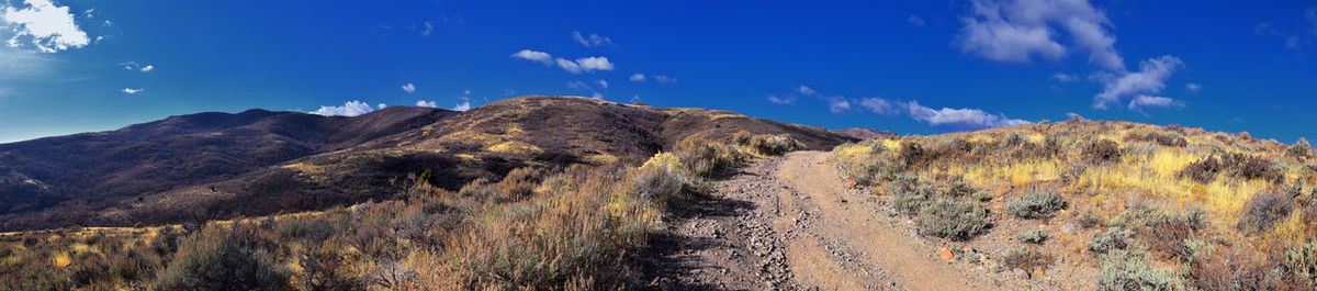 Panoramic view of arid landscape against sky