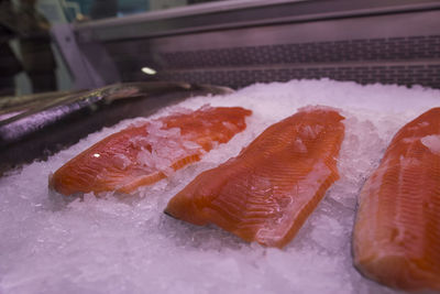 High angle view of fish for sale in market