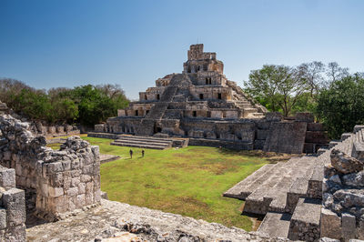 Maya temple in the archeological site of edzna, situated in the state of campeche, mexico