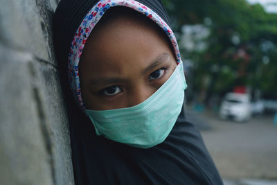 Girl wearing mask