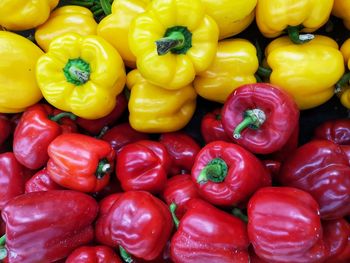 Full frame shot of bell peppers for sale in market