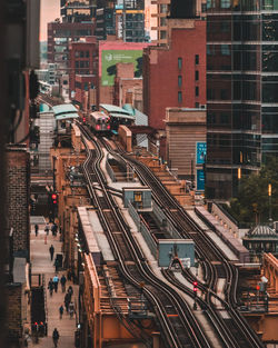 High angle view of traffic on road in city