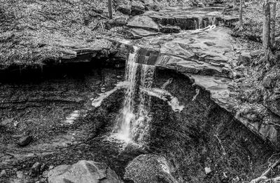 Scenic view of river flowing through rock formation