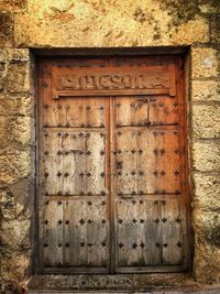 Close-up of closed wooden door