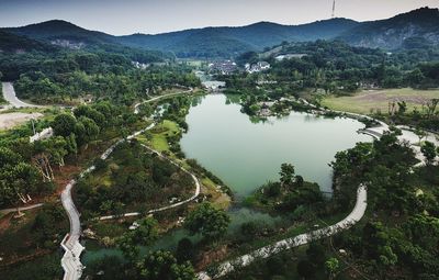 Scenic view of lake against sky