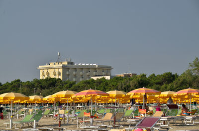 Hotel and sun umbrellas on summer