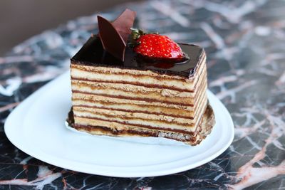 Close-up of cake in plate