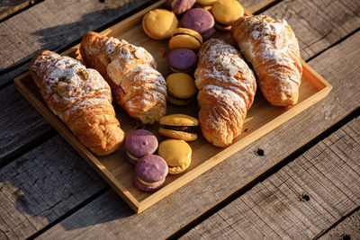 High angle view of bread on table