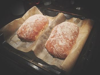 High angle view of serving food in plate