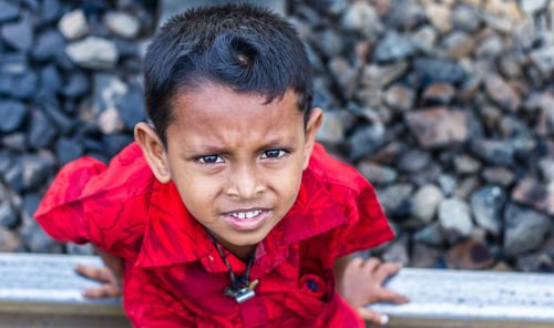 Portrait of boy in winter