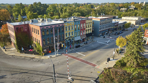 High angle view of city street