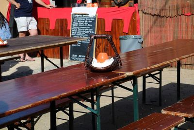 Low section of chairs and tables at restaurant