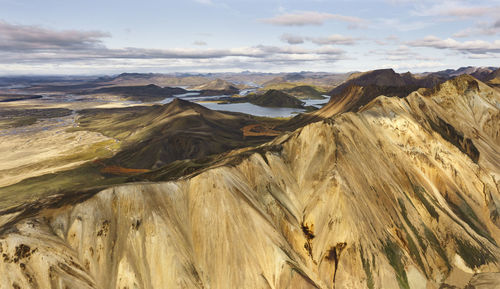 Mountain ridge near river in nature