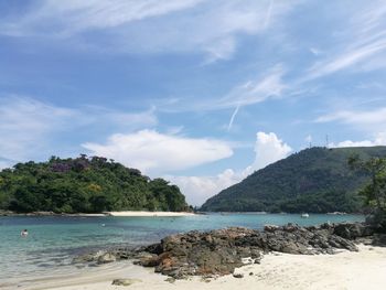 Scenic view of beach against sky