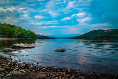 Scenic view of lake against sky