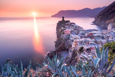 Scenic view of sea against sky during sunset