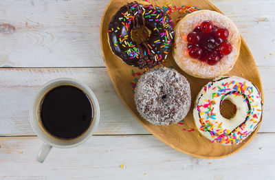 High angle view of breakfast on table