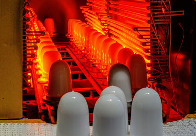 Light factory. production of round bulbs for lamps. automated shop conveyor for production