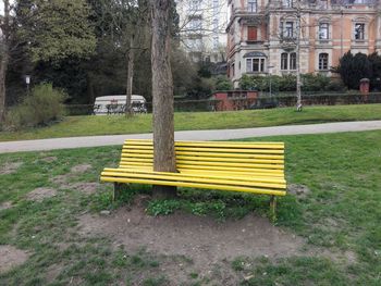 Yellow hut in city