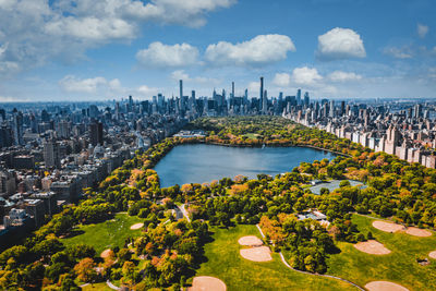 Central park aerial view in manhattan, new york.